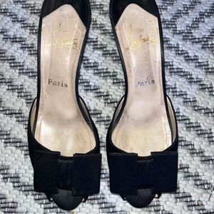 Christian Louboutin Satin bow kitten heel